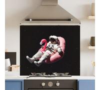 Choose Your Print Premium 90 X 65Cm Space Flamingo 6mm Glass Toughened Kitchen Splashback - Heat Resistant Polished Edges