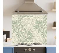 Choose Your Print Premium 90 X 75Cm Green Leaf Pattern 6mm Glass Toughened Kitchen Splashback - Heat Resistant Polished Edges