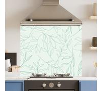 Choose Your Print Premium 90 X 75Cm Green Leaf Pattern 6mm Glass Toughened Kitchen Splashback - Heat Resistant Polished Edges