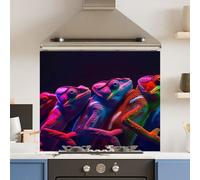 Choose Your Print Premium 90 X 75Cm Neon Chameleon 6mm Glass Toughened Kitchen Splashback - Heat Resistant Polished Edges