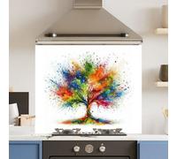 Choose Your Print Premium 90 X 75Cm Rainbow Tree 6mm Glass Toughened Kitchen Splashback - Heat Resistant Polished Edges