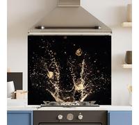Choose Your Print Premium 90cm x 75cm 6mm Champagne Splash Kitchen Splashback Various Sizes Toughened - 90 cm | Size: 90 cm x 75 cm Choose Your Print Multicolor 90 cm x 75 cm