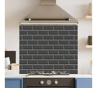 Choose Your Print Premium Black Metro Tile 6mm Glass Toughened Kitchen Splashback | Size: 600mm x 600mm Choose Your Print Black 600mm x 600mm