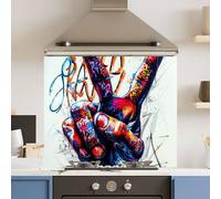 Choose Your Print Premium Colourful Peace 6mm Glass Toughened Kitchen Splashback | Size: 900mm x 750mm Choose Your Print Multicolor 900mm x 750mm