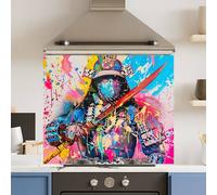 Choose Your Print Premium Colourful War 6mm Glass Toughened Kitchen Splashback | Size: 700mm x 650mm Choose Your Print Multicolor 700mm x 650mm