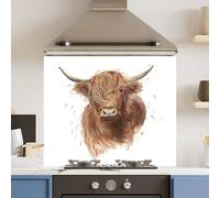 Choose Your Print Premium Drawn Cow 6mm Glass Toughened Kitchen Splashback | Size: 700mm x 650mm Choose Your Print Multicolor 700mm x 650mm