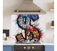 Choose Your Print Premium Grafitti Dollar 6mm Glass Toughened Kitchen Splashback | Size: 700mm x 750mm Choose Your Print Multicolor 700mm x 750mm