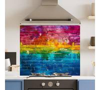 Choose Your Print Premium Pride Brick 6mm Glass Toughened Kitchen Splashback | Size: 700mm x 750mm Choose Your Print Multicolor 700mm x 750mm