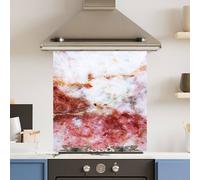 Choose Your Print Premium Red Gold Marble 6mm Glass Toughened Kitchen Splashback | Size: 900mm x 650mm Choose Your Print Multicolor 900mm x 650mm