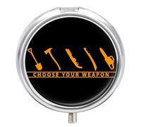 Choose Your Weapon Round Pill Box Organiser 3 Compartment Portable Medicine Case