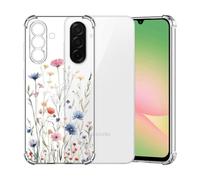 ChoosEU Clear Case for Samsung Galaxy A57 5G Floral Pattern Print Design for Girls Slim Silicone Phone Case Protective Cover with Shockproof Airbag Soft TPU Flower Transparent Phone Cover - Blue Pink