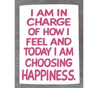 Choosing Happiness Positive Thinking Vinyl Sticker - Motivational Quote Decal for Home, Wall, Window, Mirror, Laptop (Small 12cm x 9cm) - HSS054