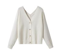 ChooTeeYeen Fall Sweaters for Women 2026 Double V-Neck Long Sleeve Button Up Soft Knit Cardigan Sweaters, Beige, XL