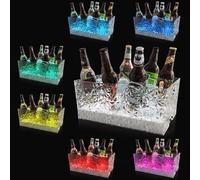 Choowin 15L / 4gal Large Ice Bucket for Parties for Cocktail Bar, Clear Plastic Champagne Bucket Beverage Tub with Lights (7 Colors) and Remote Control, Wave Texture, 16.7 X 11 X 7.1 in