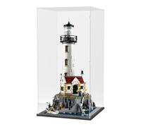Choowin 24 inch Tall Acrylic Display Case for Lego Motorized Lighthouse 21335 Display Thickened Clear Acrylic Display Cases for Collectibles Figures Zimomo Doll Assemble Dustproof Display Box(Black)