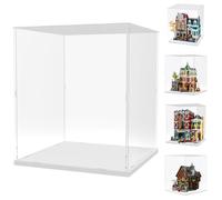 Choowin Acrylic Display Case for Lego Modular Buildings for Lego Tudor Corner 10350 Boutique Hotel 10297 Hocus Pocus 21341 Thickened Clear Display Cases for Collectibles Assemble Dustproof Box(White)