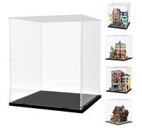 Choowin Acrylic Display Case for Lego Modular Buildings for Lego Tudor Corner 10350 Boutique Hotel 10297 Hocus Pocus 21341 Thickened Clear Display Cases for Collectibles Assemble Dustproof Box(Black)