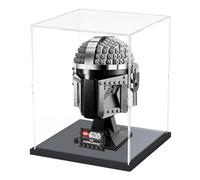 Choowin Acrylic Display Case for Lego Star Wars Helmet Mandalorian Helmet 75328 75408 75304 for Lego R2D2 75379 Thickened Clear Display Cases for Collectibles Assemble Dustproof Box(Black Base)