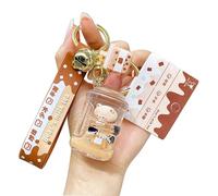 CHOOYIH Kawaii Donut Boba Keychain Cute Bubble Tea Keychain Boba Bear Key Ring Pendant Doll for Girl, Bucket, 1