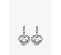 Chopard Womens White Gold Happy Diamonds 18ct White-gold and Diamond Earrings