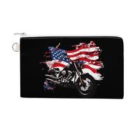 Chopper Motorcycle American Flag Coin Purse Fashion Canvas Pouch Portable Wallet Makeup Bag for Men Women