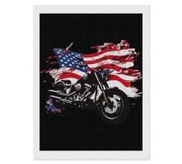 Chopper Motorcycle American Flag Diamond Painting Kits for Adults Full Square Drill Diamond Art 12"x16"