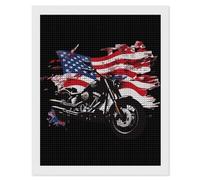 Chopper Motorcycle American Flag Diamond Painting Kits for Adults Full Square Drill Diamond Art 16"x20"