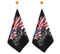 Chopper Motorcycle American Flag Hand Towel Soft Washcloth Handkerchief with Hanging Loop