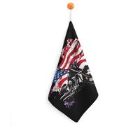 Chopper Motorcycle American Flag Hand Towel Soft Washcloth Handkerchief with Hanging Loop