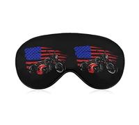 Chopper Motorcycle American Flag Sleep Mask Soft Blindfold Portable Eye Mask with Adjustable Strap for Men Women
