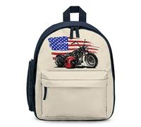 Chopper Motorcycle American Flag Travel Backpack 13" Laptop Backpack Work Bag Daypack Blue-style