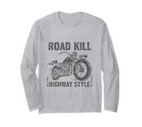 Chopper Motorcycle Road Kill Highway Style Vintage Biker Long Sleeve T-Shirt