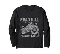 Chopper Motorcycle Road Kill Highway Style Vintage Biker Long Sleeve T-Shirt