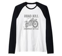 Chopper Motorcycle Road Kill Highway Style Vintage Biker Raglan Baseball Tee