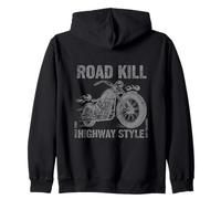Chopper Motorcycle Road Kill Highway Style Vintage Biker Zip Hoodie
