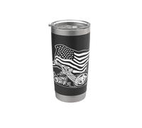 Chopper Motorcycle with American Flag Patriotic Biker Design Stainless Steel Insulated Tumbler