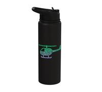 Chopper Silhouette Graphic Pilot Flying Aviation Helicopter Stainless Steel Insulated Water Bottle