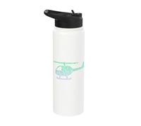 Chopper Silhouette Graphic Pilot Flying Aviation Helicopter Stainless Steel Insulated Water Bottle