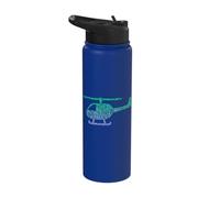 Chopper Silhouette Graphic Pilot Flying Aviation Helicopter Stainless Steel Insulated Water Bottle