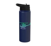Chopper Silhouette Graphic Pilot Flying Aviation Helicopter Stainless Steel Insulated Water Bottle