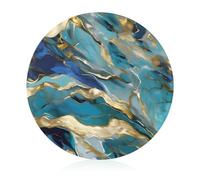 Chopping Block Azurite Teal And Foil Gold Oil Marble Pattern Glass Chopping Board Round Cutting Mat Glass Cutting Boards for Kitchen Charcuterie Board Portable Cut Mats Butcher Chopping Block