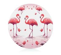 Chopping Block Lovely Pink Flamingos Glass Chopping Board Round Cutting Mat Glass Cutting Boards for Kitchen Charcuterie Board Portable Cut Mats Butcher Chopping Block