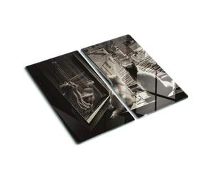 Chopping Board 2x30x52 cm Polished Edges Grip Feet Easy to Clean Smooth Surface Rectangular Glass Stain and Heat Resistance Printed Food Contact Bacteria-Resistant - Cats at The Window