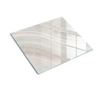 Chopping Board 60x52 cm Easy to Clean Stain and Heat Resistance Non-Slip Feet Food Contact Smooth Surface Bacteria-Resistant Rectangular Glass Polished Edges Printed - Marble Texture