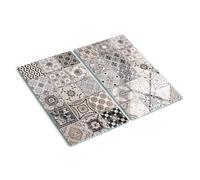 Chopping Board for Kitchen 2x30x52 cm Rectangular Glass Easy to Clean Food Contact Bacteria-Resistant Printed Smooth Surface Stain and Heat Resistance Grip Feet Polished Edges - Ceramic Tiles