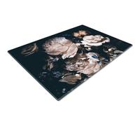 Chopping Board | Glass Chopping Boards for Kitchens | Glass Worktop Savers for Kitchen | Cutting Boards for Kitchen | Chopping Board Non Slip | Small Chopping Board | Black White Flowers