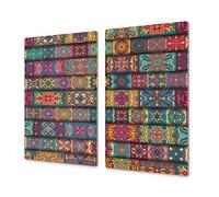 Chopping Board - Induction Cooktop Cover - Glass Cutting Board; Measures: Single: 23,62” x 20,47”; Double: 11,81” x 20,47”; D14 Patterns and Mandalas Series: Tiles 4