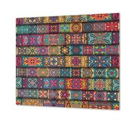 Chopping Board - Induction Cooktop Cover - Glass Cutting Board; Measures: Single: 23,62” x 20,47”; Double: 11,81” x 20,47”; D14 Patterns and Mandalas Series: Tiles 4