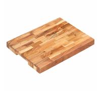 Chopping Board Natural Acacia Wood 40x30x4 cm Thick Strip Design Finger Groove