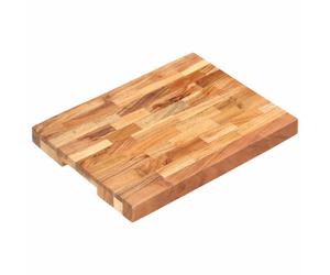 Chopping Board Natural Acacia Wood 40x30x4 cm Thick Strip Design Finger Groove